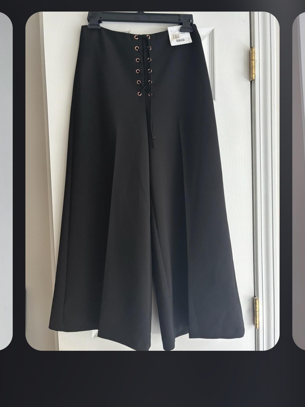 Topshop Size 4 Black Wide-Leg Lace-Up Pants Nwt